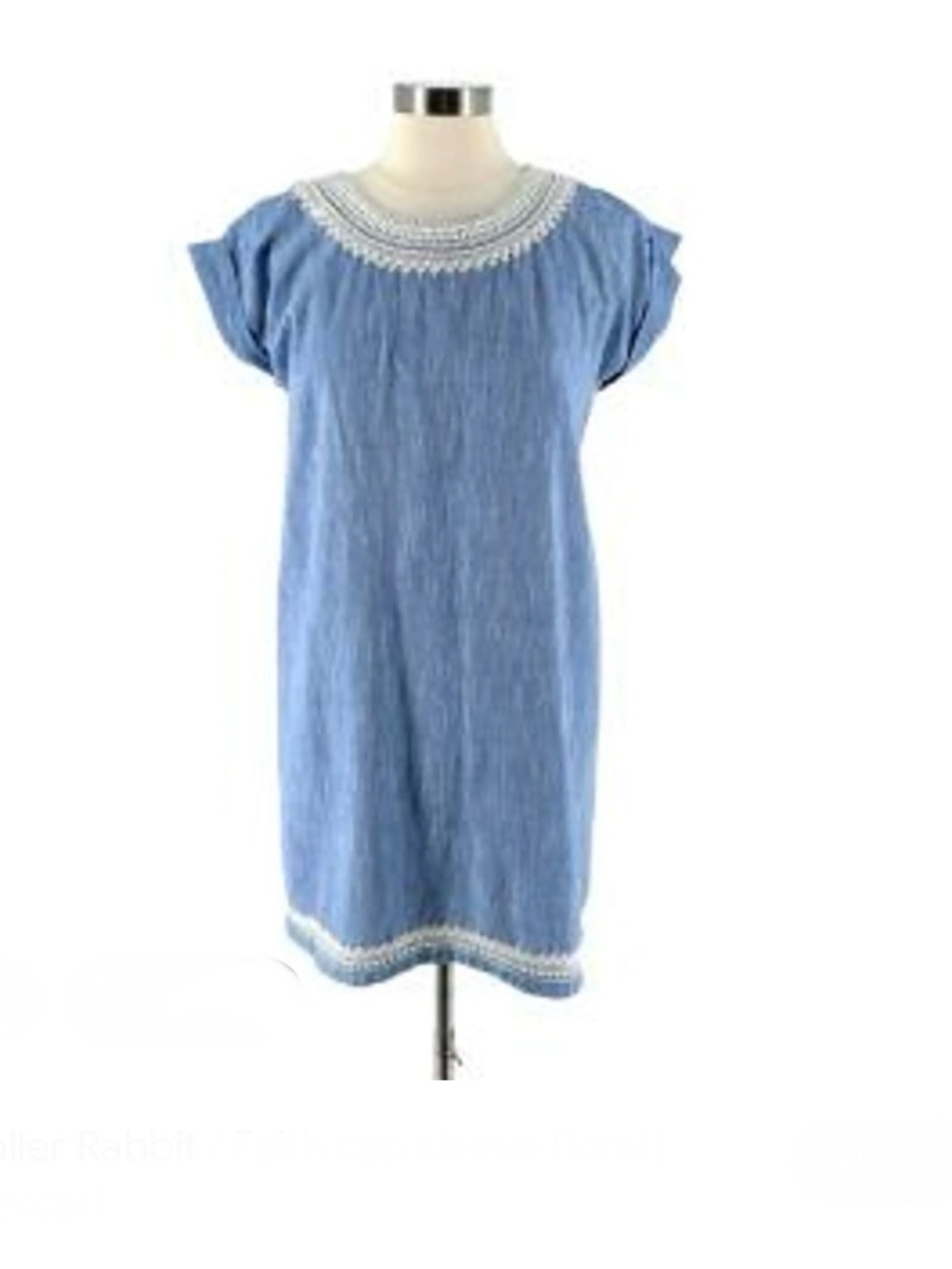 Roller Rabbit Light Blue 100% Cotton Embroidered Shift Dress XS